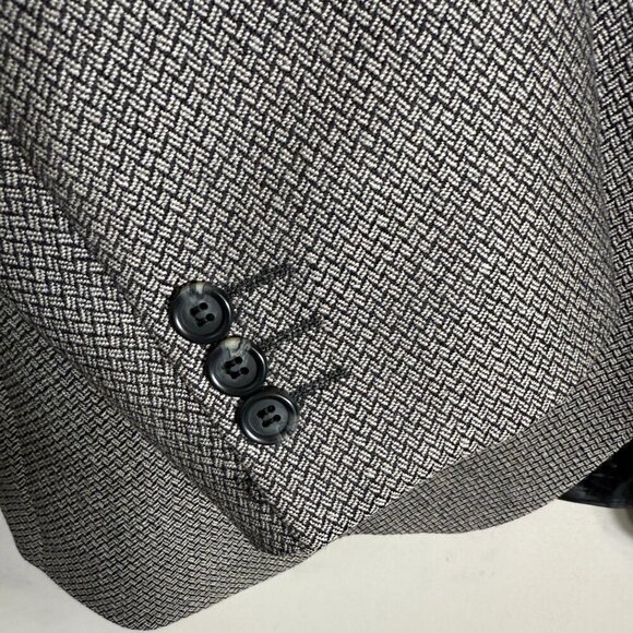 Yves Saint Laurent Wool Sport Coat Jacket Blazer Men's 44L Black Tan Gray Formal - Picture 8 of 13